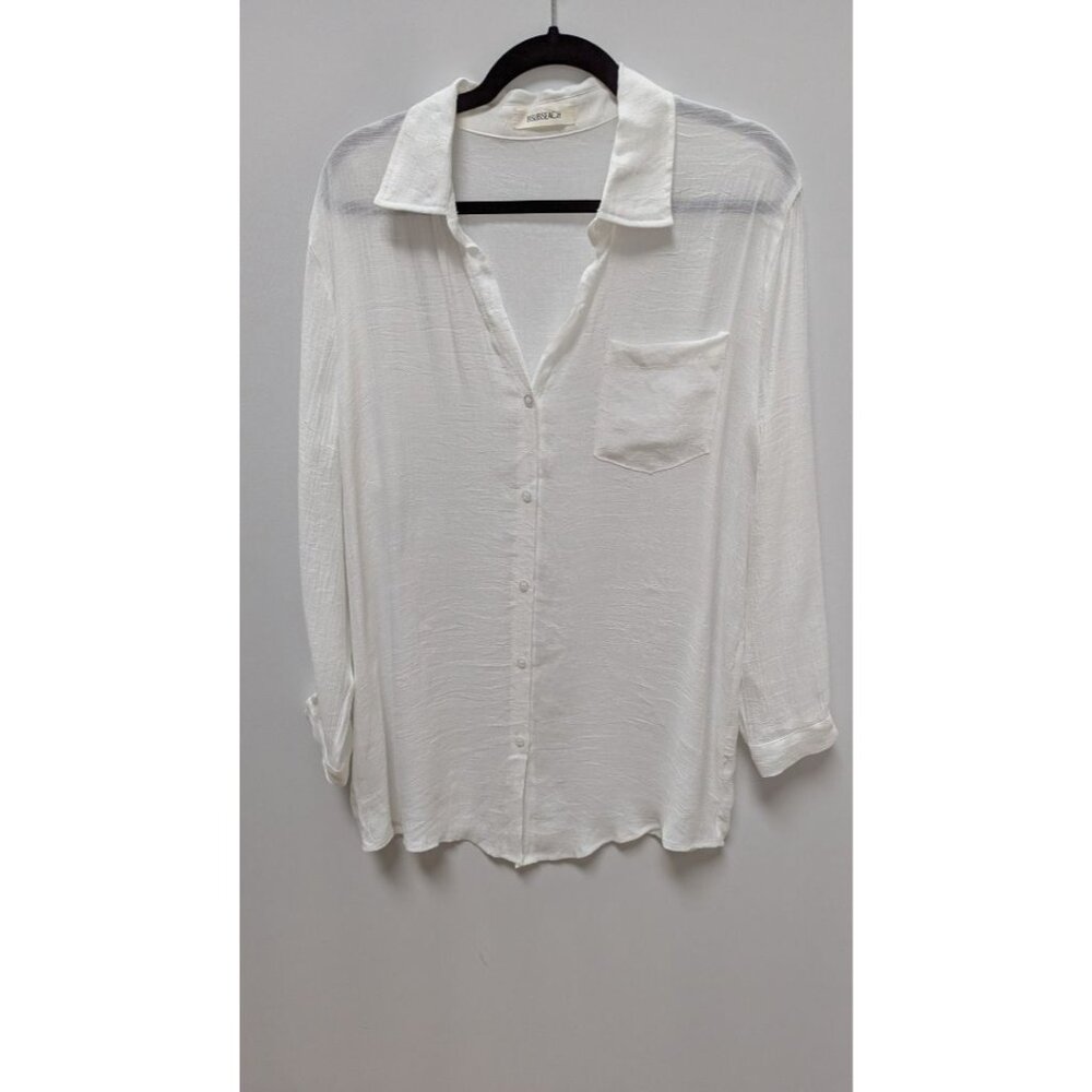 BSUBSEACH Ivory Long Sleeve Beach Button-Down Shirt